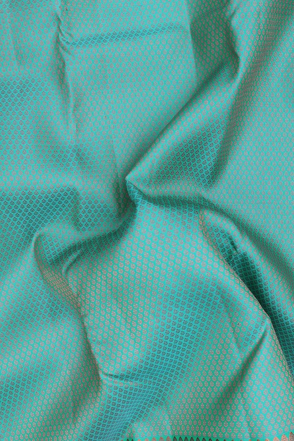 Kanchipuram Silk Saree In Tiffany Blue With Brocade Design