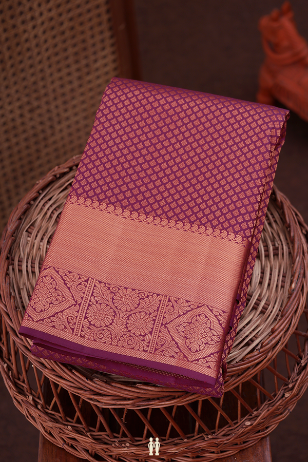 Kanchipuram Silk Saree In Plum Purple With Brocade Design