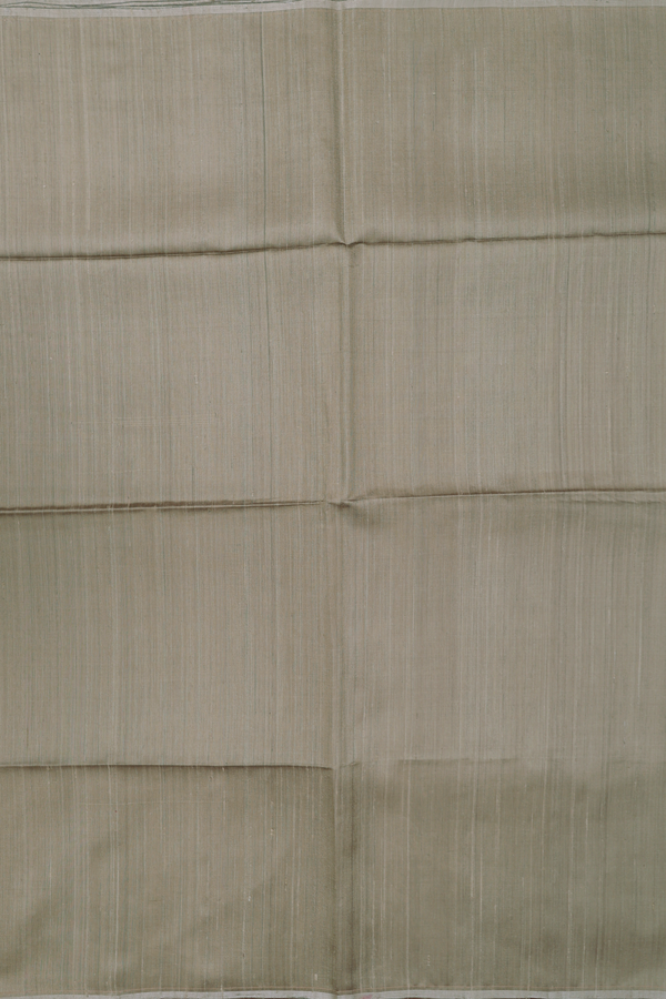 Raw Silk Saree In Cardamom Green With Zari Pallu