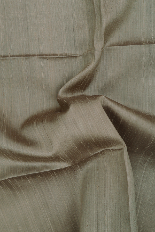 Raw Silk Saree In Cardamom Green With Zari Pallu