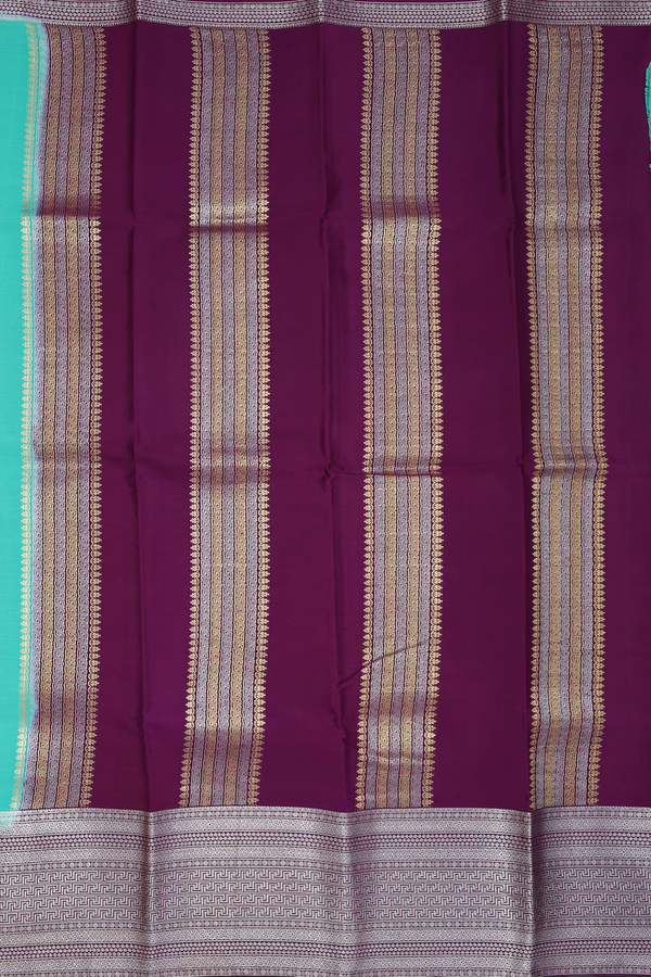 Mysore Silk Saree In Mint Blue With Zari Buttas