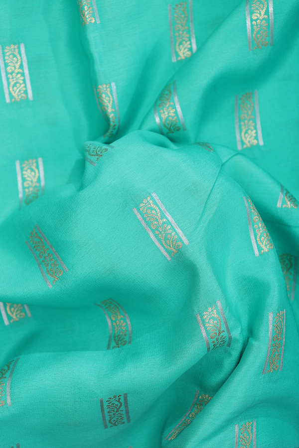 Mysore Silk Saree In Mint Blue With Zari Buttas