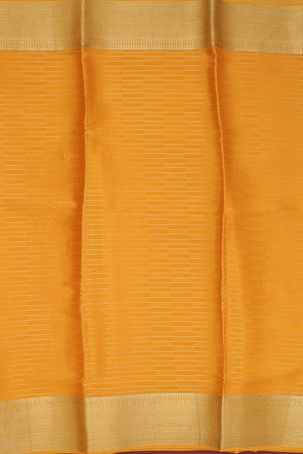 Mysore Silk Saree In Honey Orange With Stripes Design