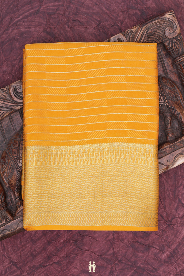 Mysore Silk Saree In Honey Orange With Stripes Design