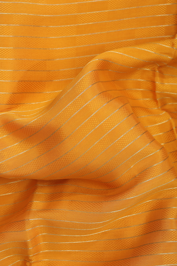 Mysore Silk Saree In Honey Orange With Stripes Design