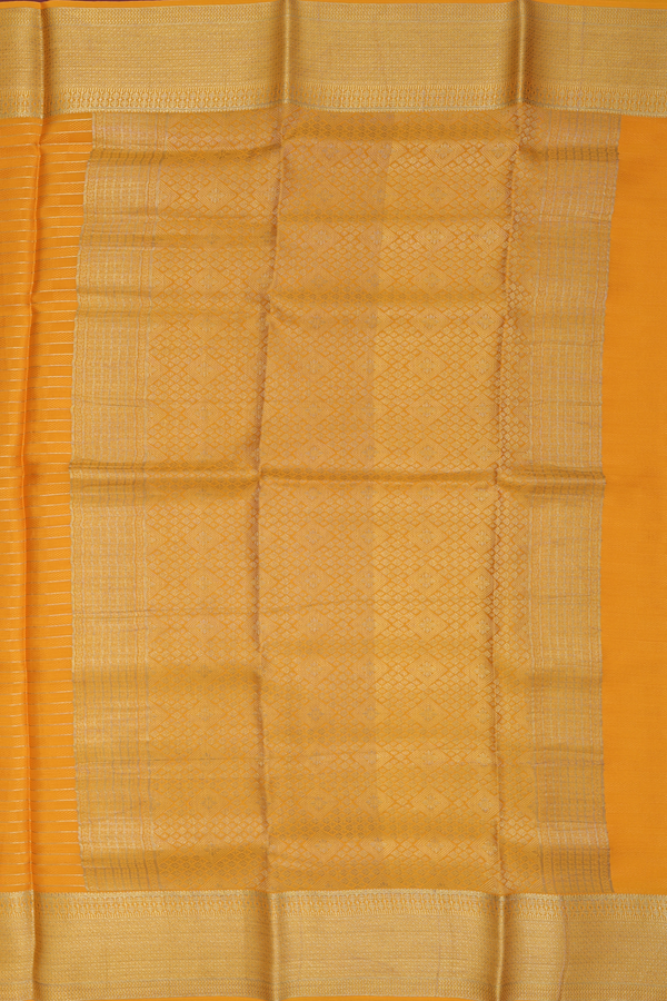 Mysore Silk Saree In Honey Orange With Stripes Design