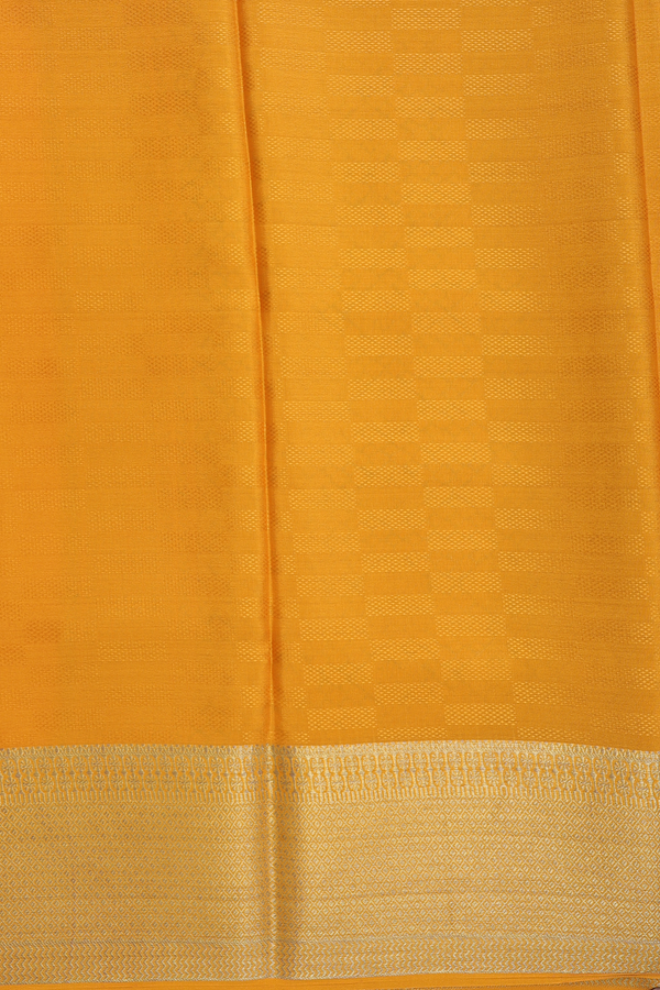 Mysore Silk Saree In Honey Orange With Stripes Design