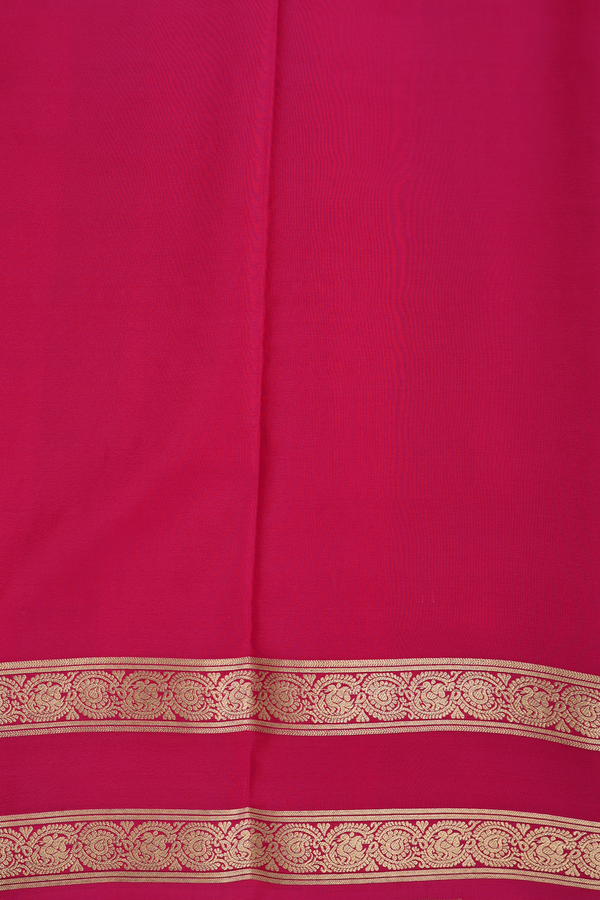 Mysore Silk Saree In Royal Orange With Floral Buttas