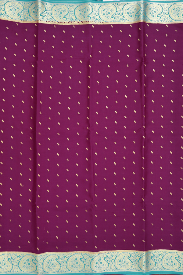 Mysore Silk Saree In Grape Purple With Zari Buttas