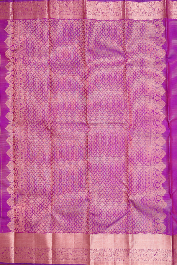 Kanchipuram Silk Saree In Grape Purple With Checks Design