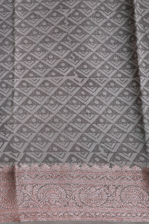 Chanderi Cotton Saree In Dark Green With Printed Design