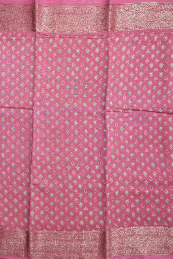 Chanderi Cotton Saree In Mulberry With Printed Design