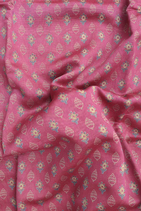 Chanderi Cotton Saree In Mulberry With Printed Design