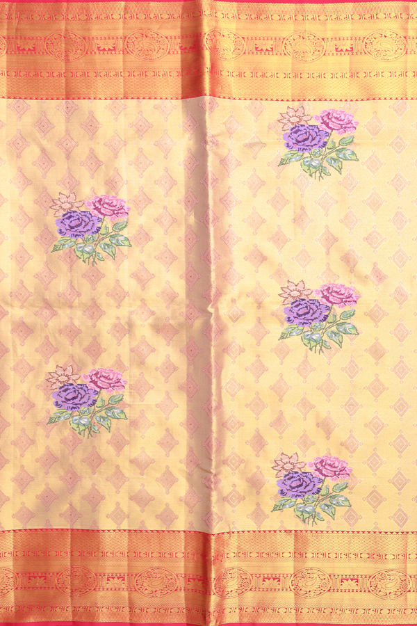 Kanchipuram Silk Saree In Gold Tissue With Allover Design