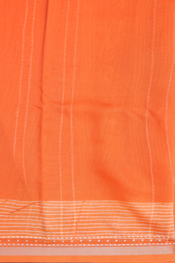 Chanderi Silk Cotton Saree In Orange With Shibori Design
