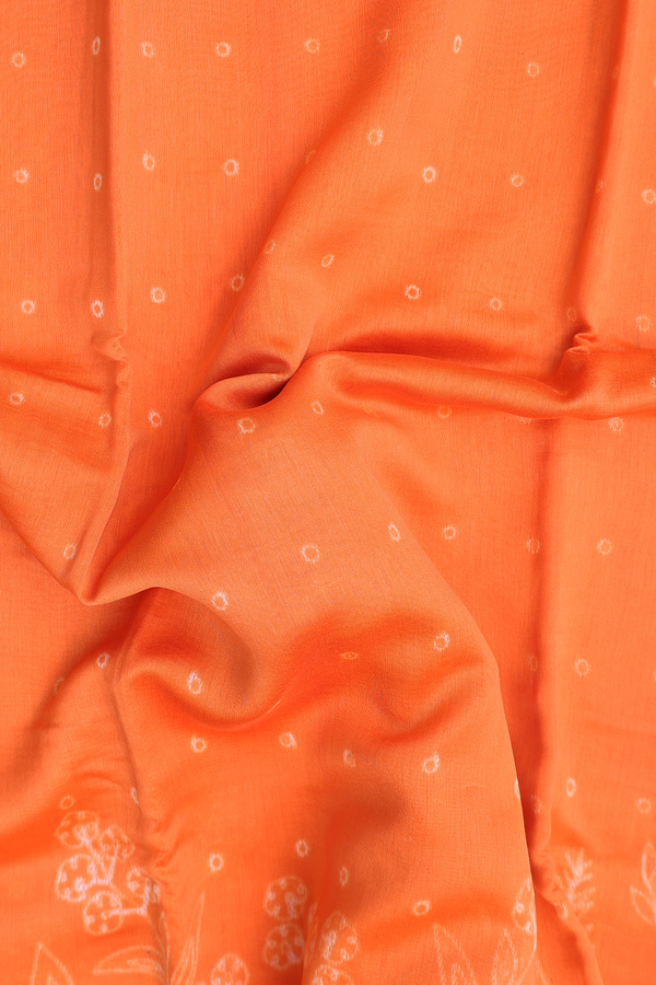 Chanderi Silk Cotton Saree In Orange With Shibori Design