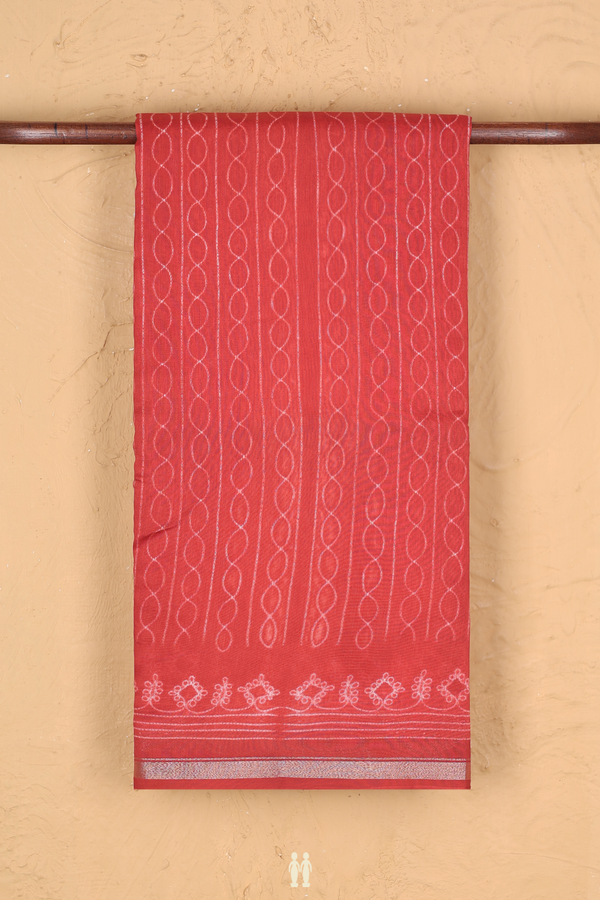 Chanderi Silk Cotton Saree In Crimson Red With Shibori Design