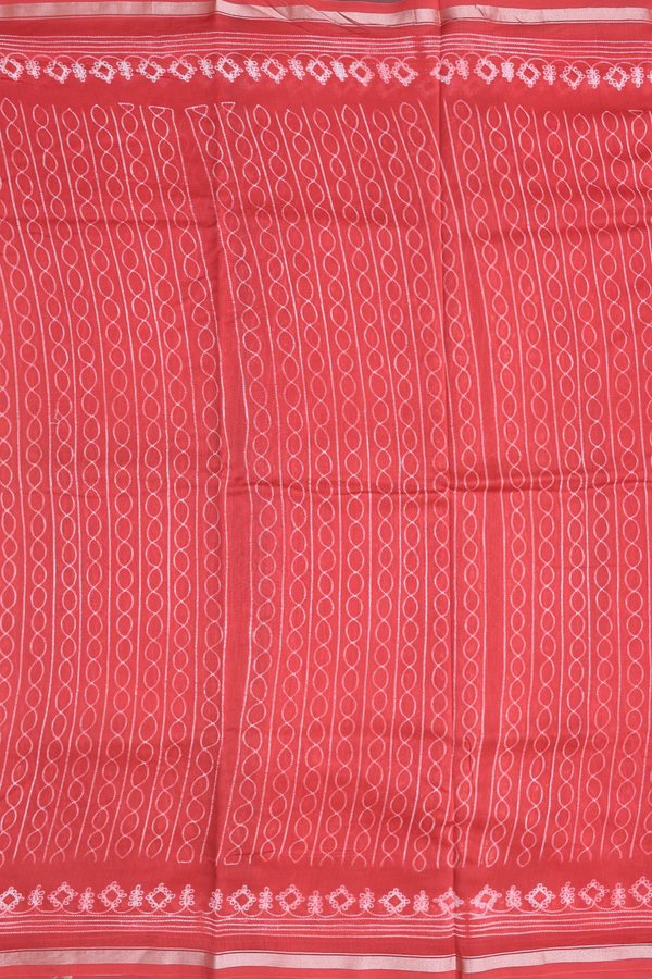 Chanderi Silk Cotton Saree In Crimson Red With Shibori Design