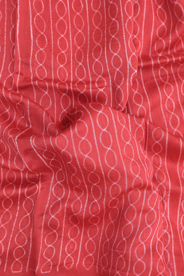 Chanderi Silk Cotton Saree In Crimson Red With Shibori Design
