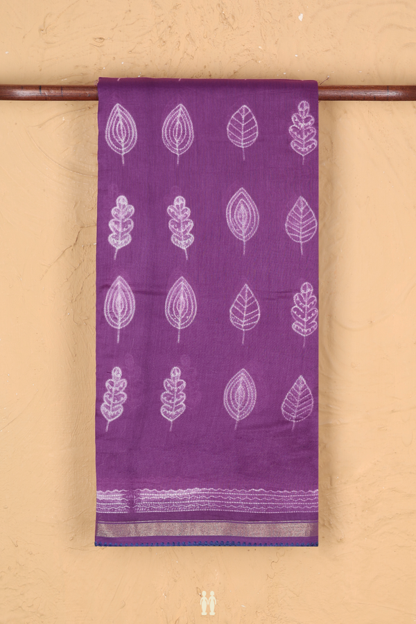 Chanderi Silk Cotton Saree In Purple With Shibori Design