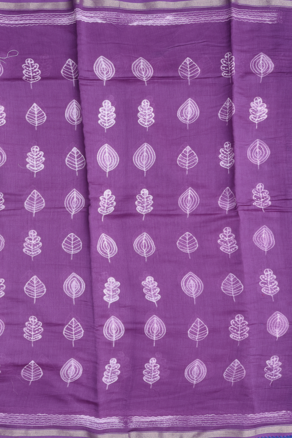 Chanderi Silk Cotton Saree In Purple With Shibori Design