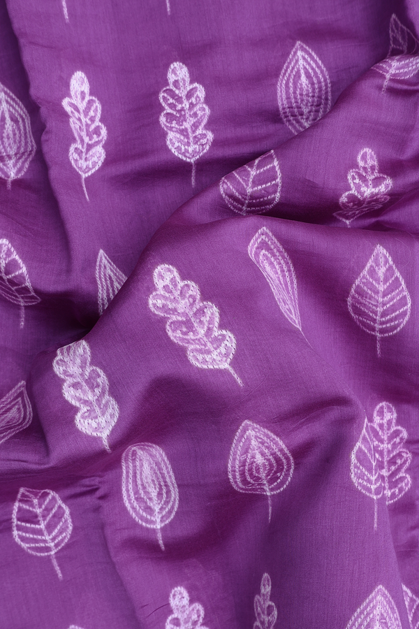 Chanderi Silk Cotton Saree In Purple With Shibori Design