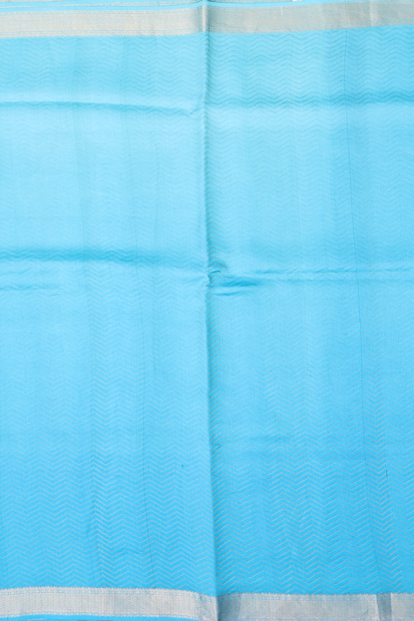 Raw Silk Saree In Shades Of Blue With Chevron Design