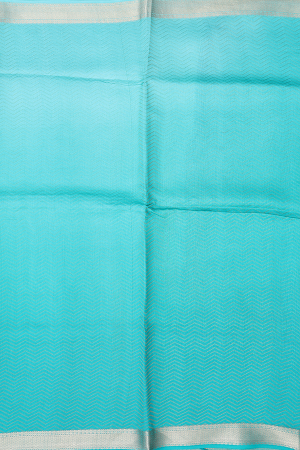 Raw Silk Saree In Shades Of Green With Chevron Design