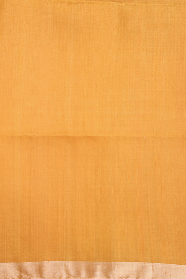 Raw Silk Saree In Saffron Yellow With Zari Border