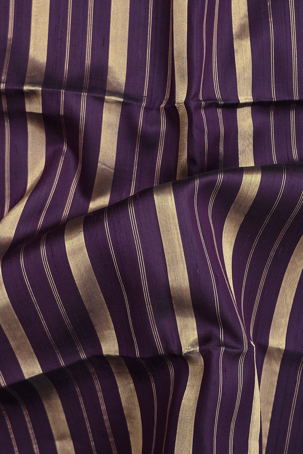 Raw Silk Saree In Regal Purple With Stripes Design
