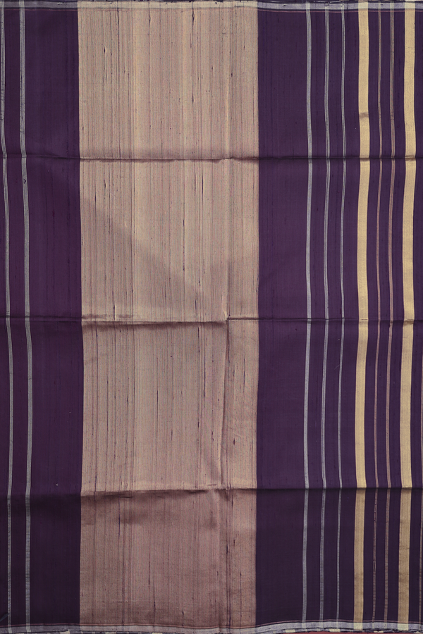 Raw Silk Saree In Regal Purple With Stripes Design