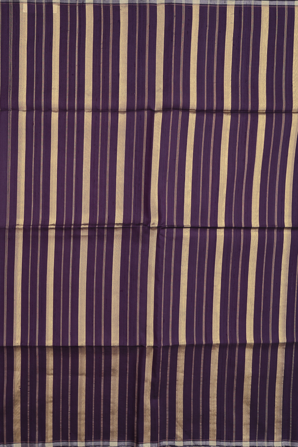 Raw Silk Saree In Regal Purple With Stripes Design