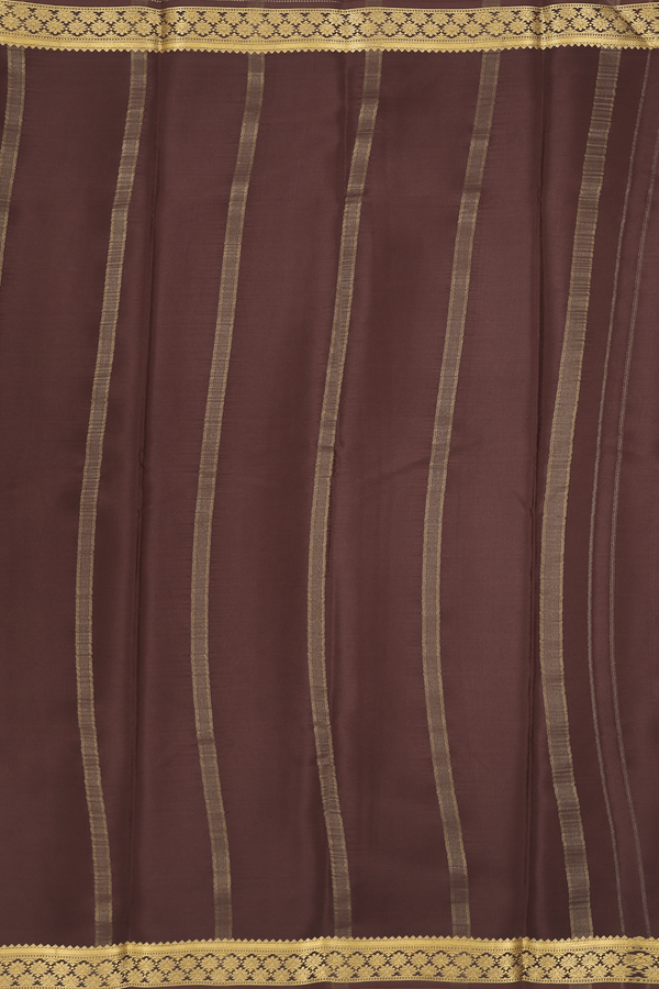 Mysore Silk Saree In Coffee Brown With Zari Border