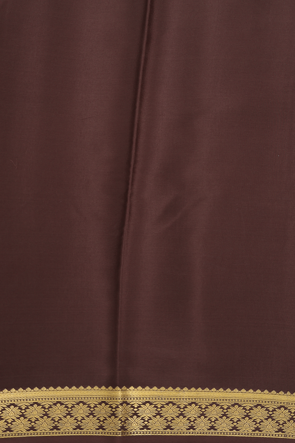Mysore Silk Saree In Coffee Brown With Zari Border