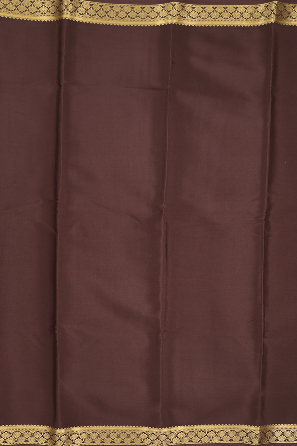 Mysore Silk Saree In Coffee Brown With Zari Border