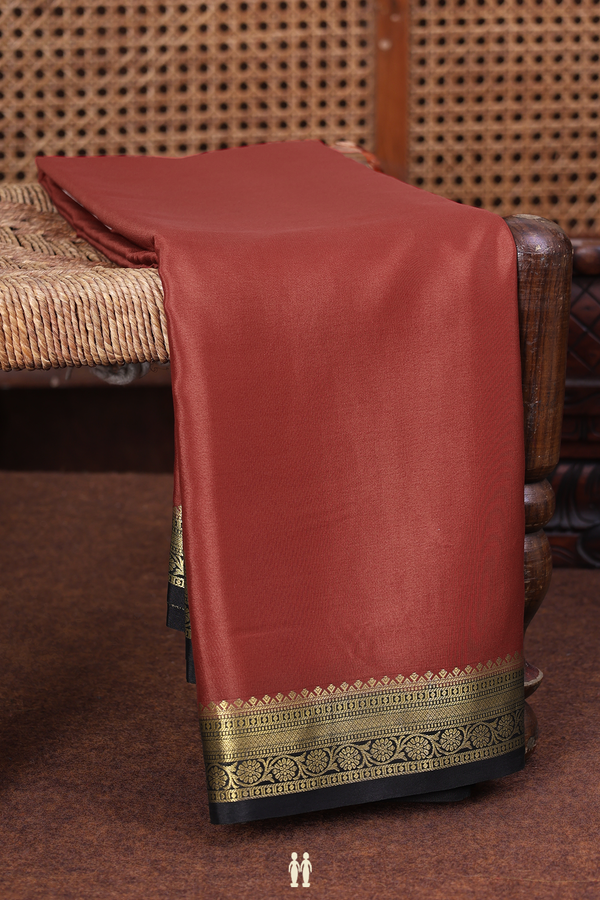 Mysore Silk Saree In Brick Red With Contrast Border