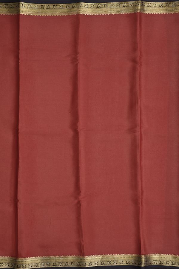 Mysore Silk Saree In Brick Red With Contrast Border
