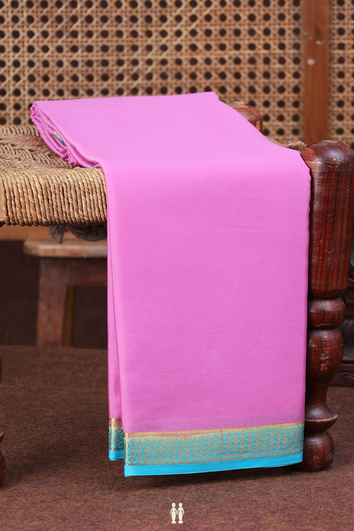 Mysore Silk Saree In Lotus Pink With Contrast Border