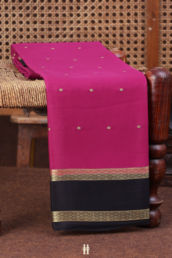 Mysore Silk Saree In Dark Pink With Zari Buttas