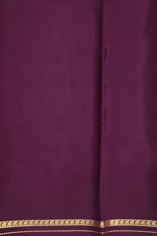 Mysore Silk Saree In Plain Plum Purple With Peacock Border