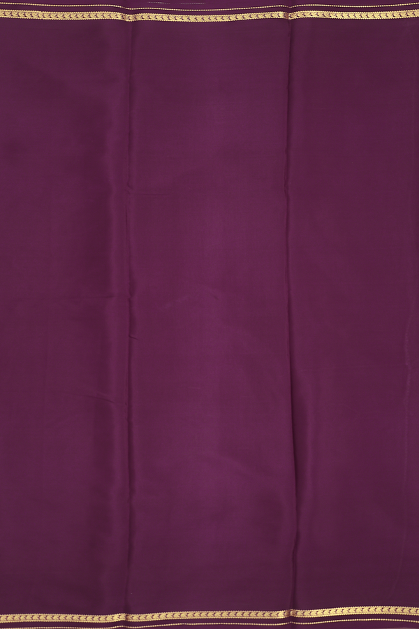 Mysore Silk Saree In Plain Plum Purple With Peacock Border