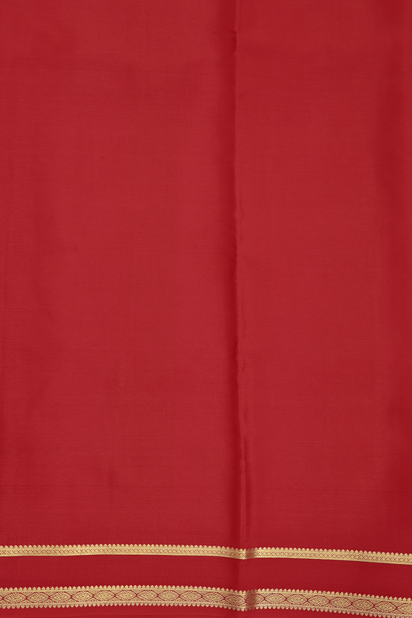 Mysore Silk Saree In Scarlet Red With Checks Design