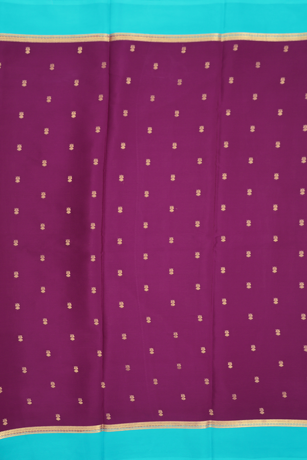 Mysore Silk Saree In Plum Purple With Floral Buttas