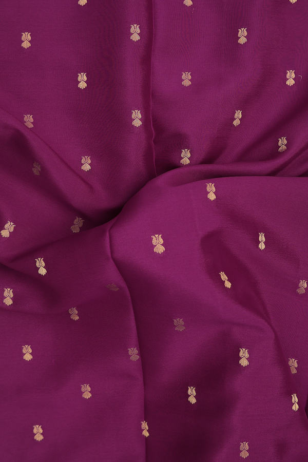 Mysore Silk Saree In Plum Purple With Floral Buttas