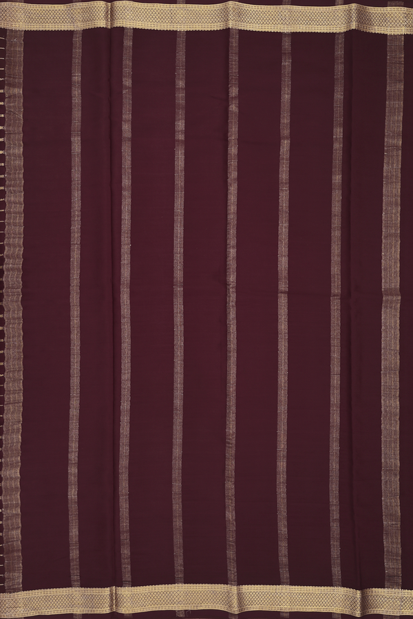 Mysore Silk Saree In Chocolate Brown With Stripes Design