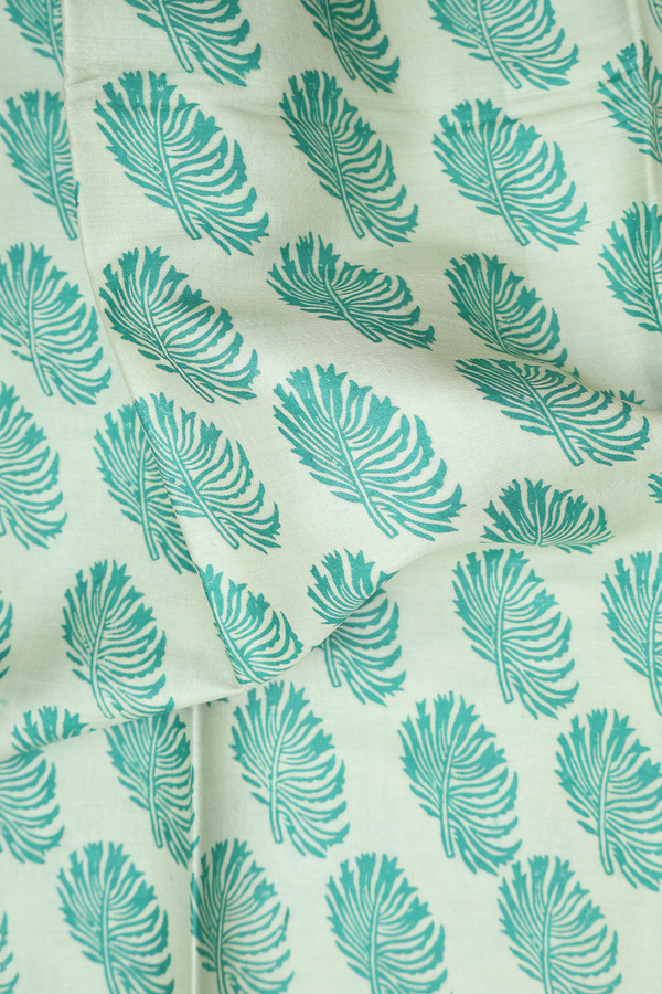 Tussar Silk Saree In Pastel Green With Leaf Design