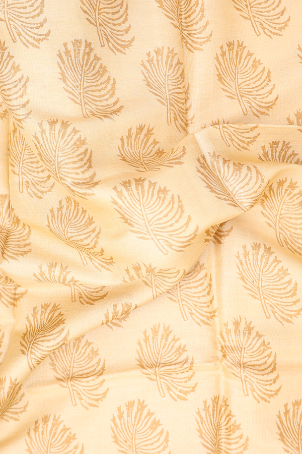 Tussar Silk Saree In Biscuit Color With Leaf Design
