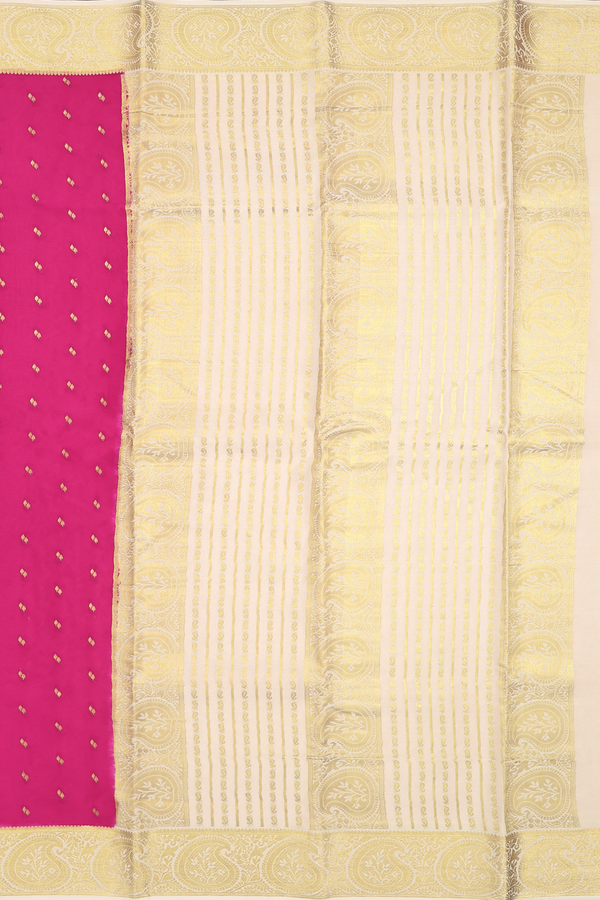Mysore Silk Saree In Rani Pink With Zari Buttis