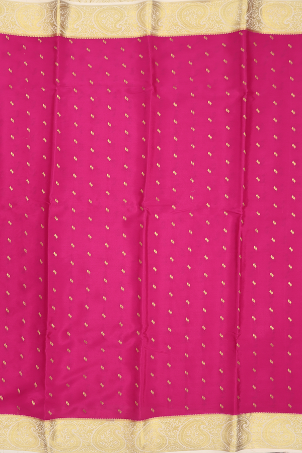 Mysore Silk Saree In Rani Pink With Zari Buttis