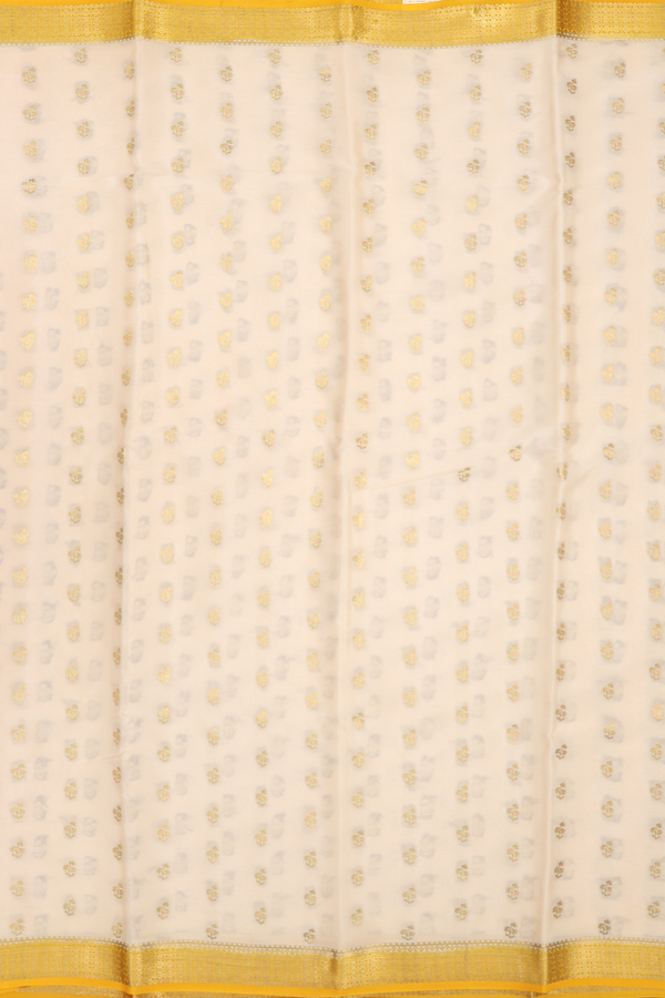 Mysore Silk Saree In Cream Color With Floral Buttas